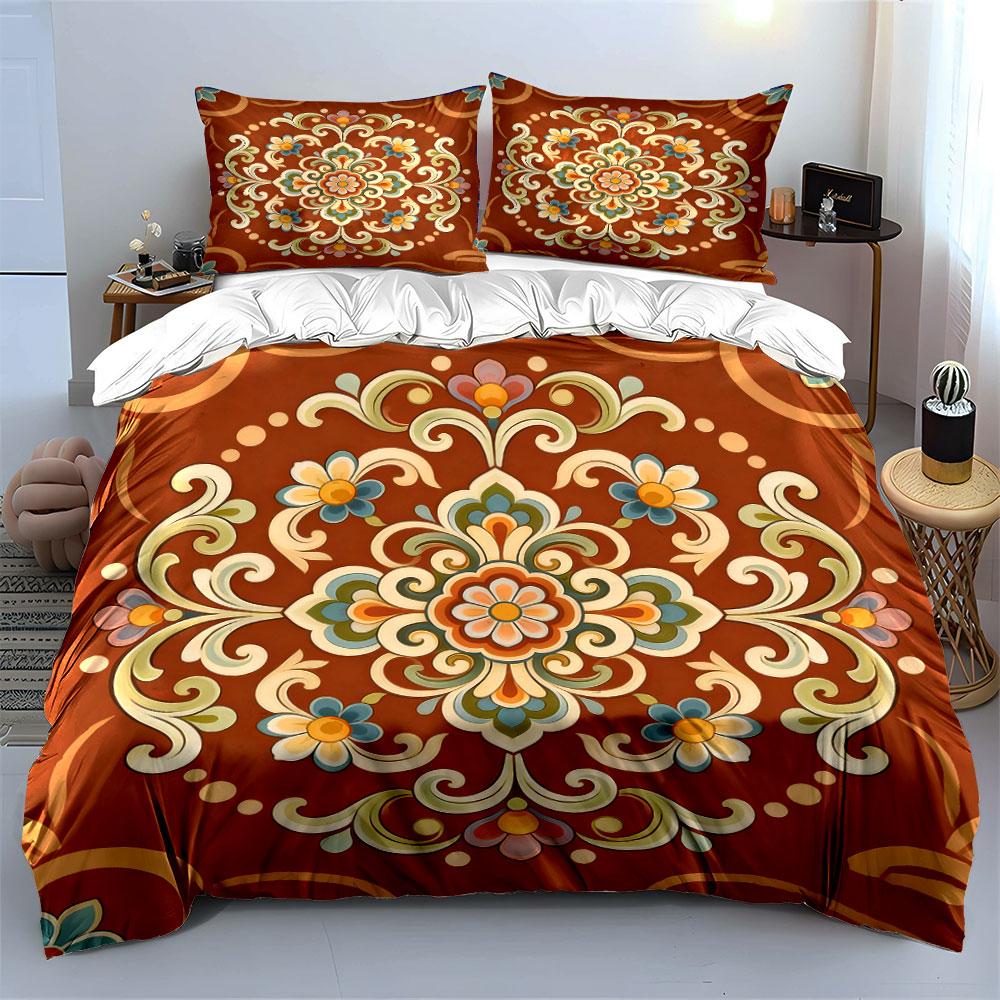 Floral Pattern Three-Piece Set For Decor Soft Comfortable Duvet Cover Bedding Set Included 1*Duvet Cover & 2*Pillowcases, Gift