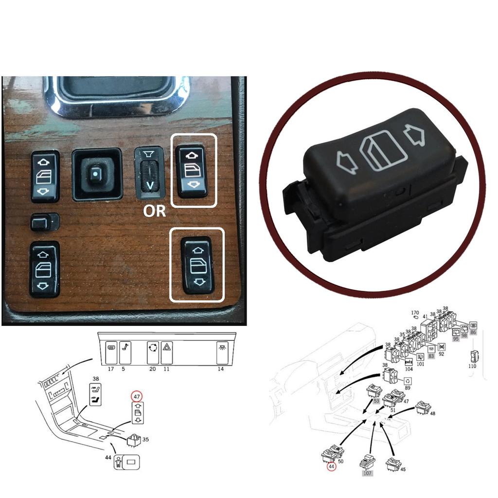 EDP632 Center Console Window Switch Front or Rear Right For Mercedes W124 A124 C124 S124 W126 C126 W463 W201 190 A1248204510