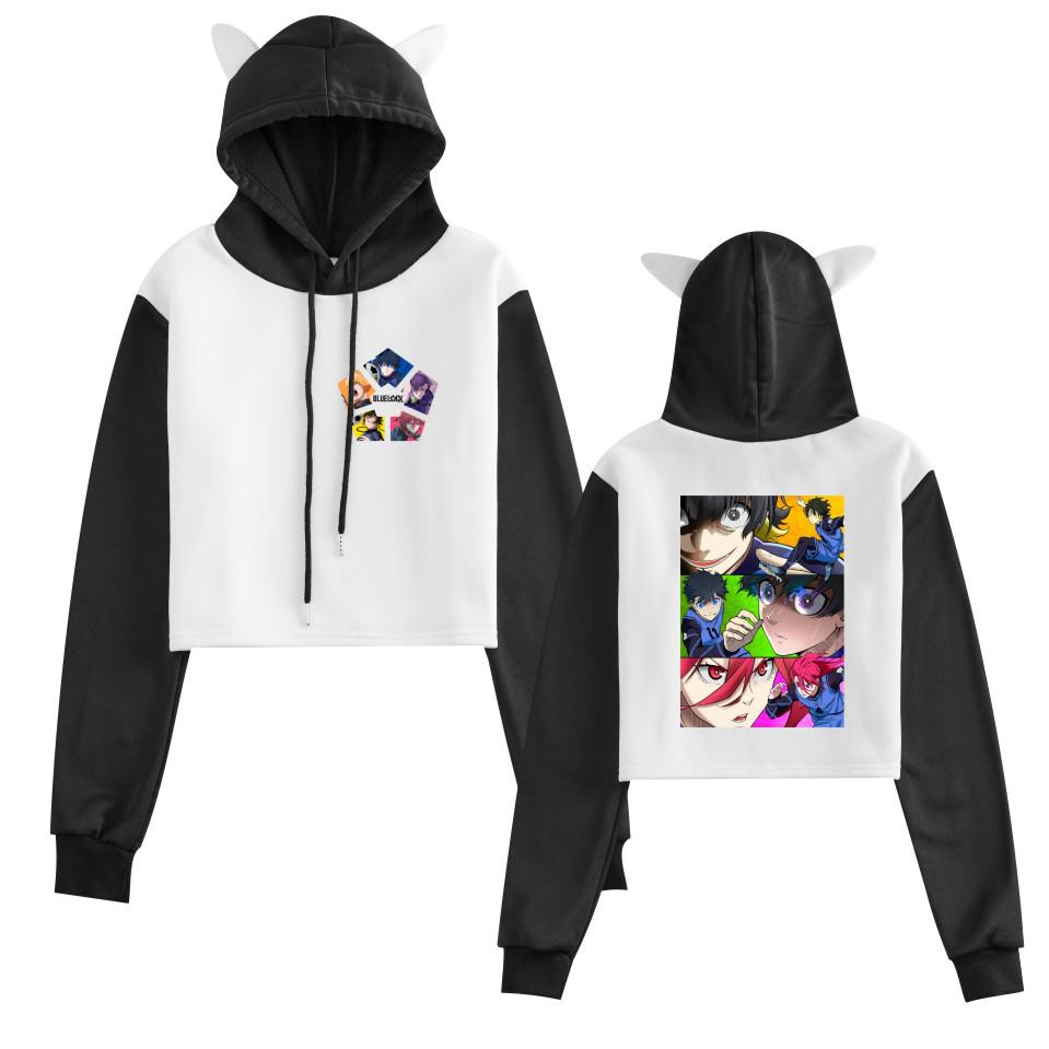 Nuova Felpa con Cappuccio Blu Prison Blue Lock Anime con Orecchie da Gatto - Collezione Autunno/Inverno Donna