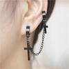 Chain Cross Tassel No Pierced Dangle Earrings Men Ear Cuff Women Ear Clip Korean Stud Earrings