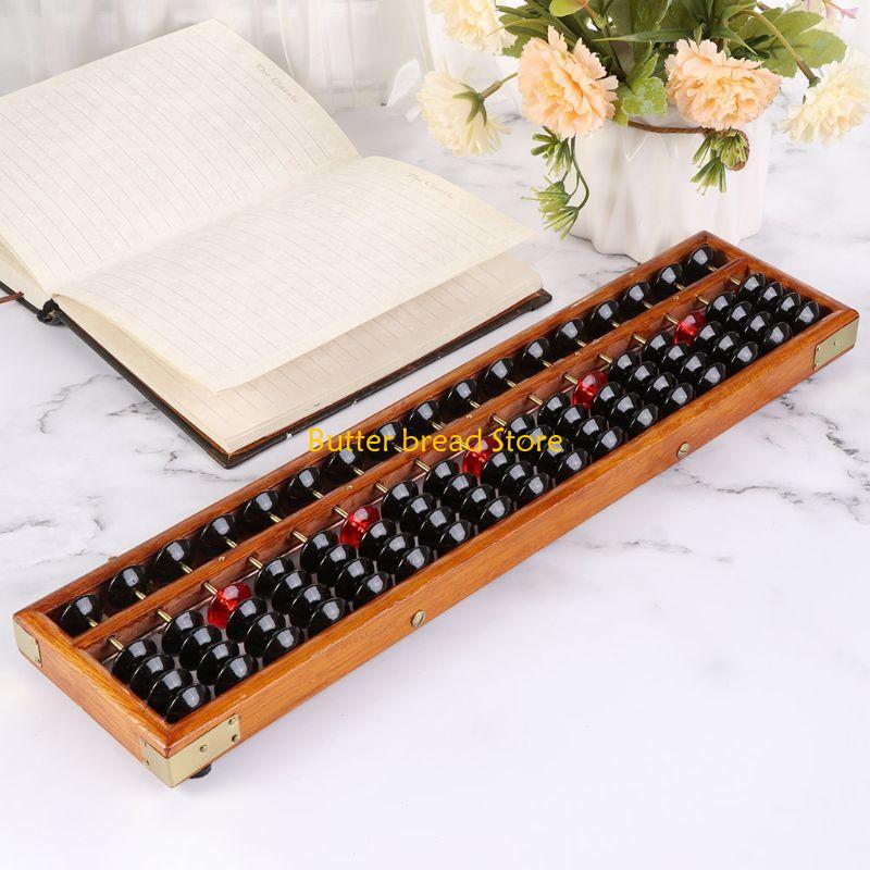 W89C 17 Digits Wooden Soroban Standard Abacus Chinese Calculator Counting Math Learni