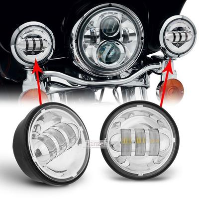 Ranzek 4.5-inch LED Fog Lights, Passing Lights, Auxiliary Bulbs, Motorcycle Projector Spot Lights, Driving Lamps, and Headlights (Chrome)