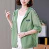 Plus Size Damen Loose Printing Kapuzenjacken Casual Spring Oberbekleidung Dünne Sonnenschutzkleidung Sommer Mutter Basic