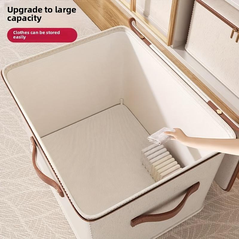 1pc Foldable Fabric Storage Box with Zipper Closure - Dustproof Organizer for Bedding, Clothes - Space-Saving Design with Handles for Easy Carrying