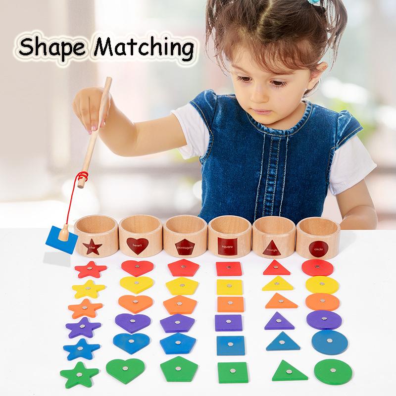 Magnetic Sorting Shape Color Matching Montessori Toy Sensory Game Geometric Cognition Wooden Board Game Children Education Toys