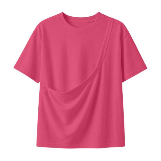 Solid Color T-shirt Women Pet Pouch T-Shirt, Dog Cat Carrier Short Sleeve Shirt for Hands Free Carrying Clothing Summer, Loose Casual Crew Neck