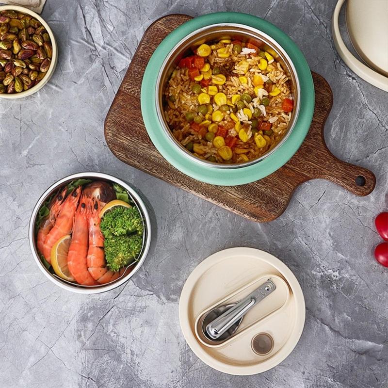 Double Layer Thermal Stainless Steel Meal Preparation Container Insulated Lunch Box with Separate Compartments