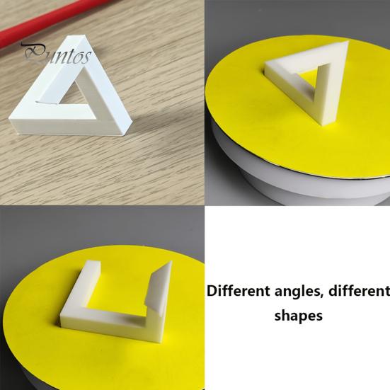 Matte White Figurine Triangle Sculpture, 3D Printed Optical Illusion Figurine, Abstract Minimalist Geometric Clean Line Sculpture Desktop Decoration