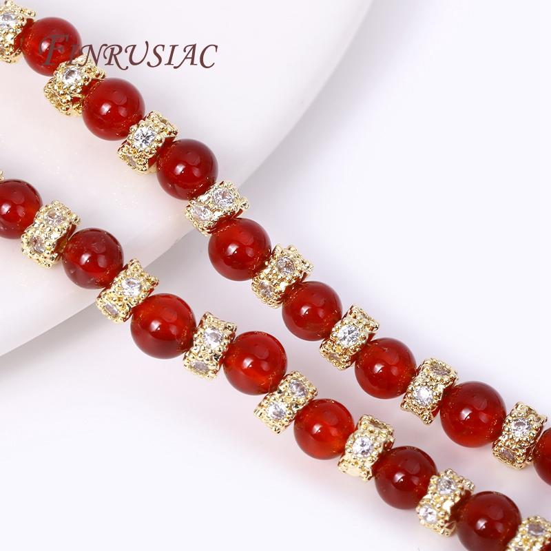 2 Sizes 18K Gold Plated Brass With Zircon Wheels Beads Spacer Beads, High Quality Round Beads DIY Beading Jewelry Accessories