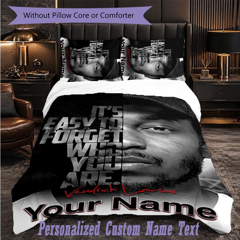 Personalized 3Pcs Bedding SetKendrick Lamar Custom Text Duvet Cover Pillowcase Set Bedroom Gift