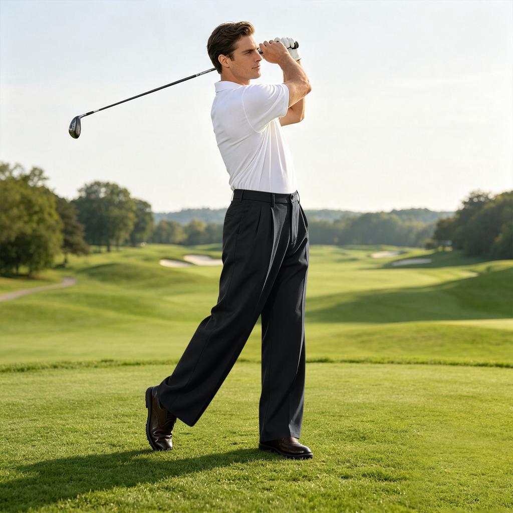 Herren Knitter-Stretch Golf-Anzughose für Business Casual
