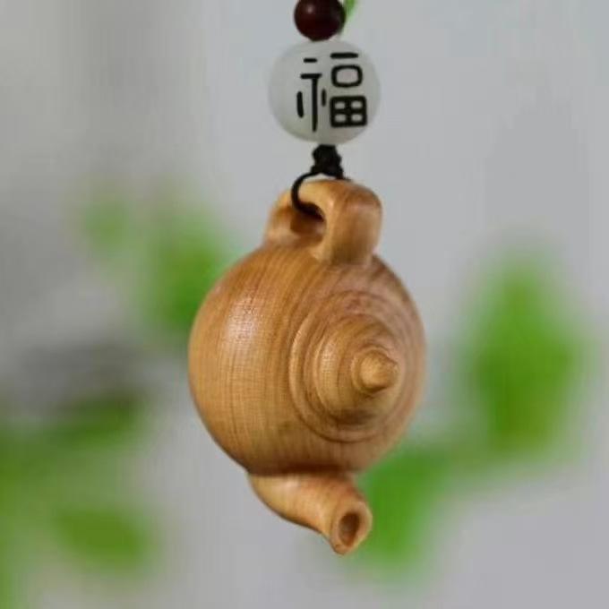 

Natural Solid Wood Carving Decoration Small Xishi Teapot Office Home Desktop Adornments Craft Gifts
