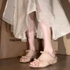 French inner height increase nude one-word female summer outer wear 2025 new fairy floral bow open-toed cool slippers