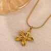 Stainless Steel Elegant Necklace For Women Girl Birthday Gold Color Flower Charm Geometry Hollow Choker Collars Jewelry Her Gift