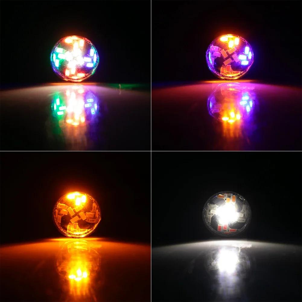2Pcs LED RGB Strobe Light 12V Motorcycle Eagle Eye Light Multicolor Strobe Brake Warning Light Waterproof Mirror Mount Design