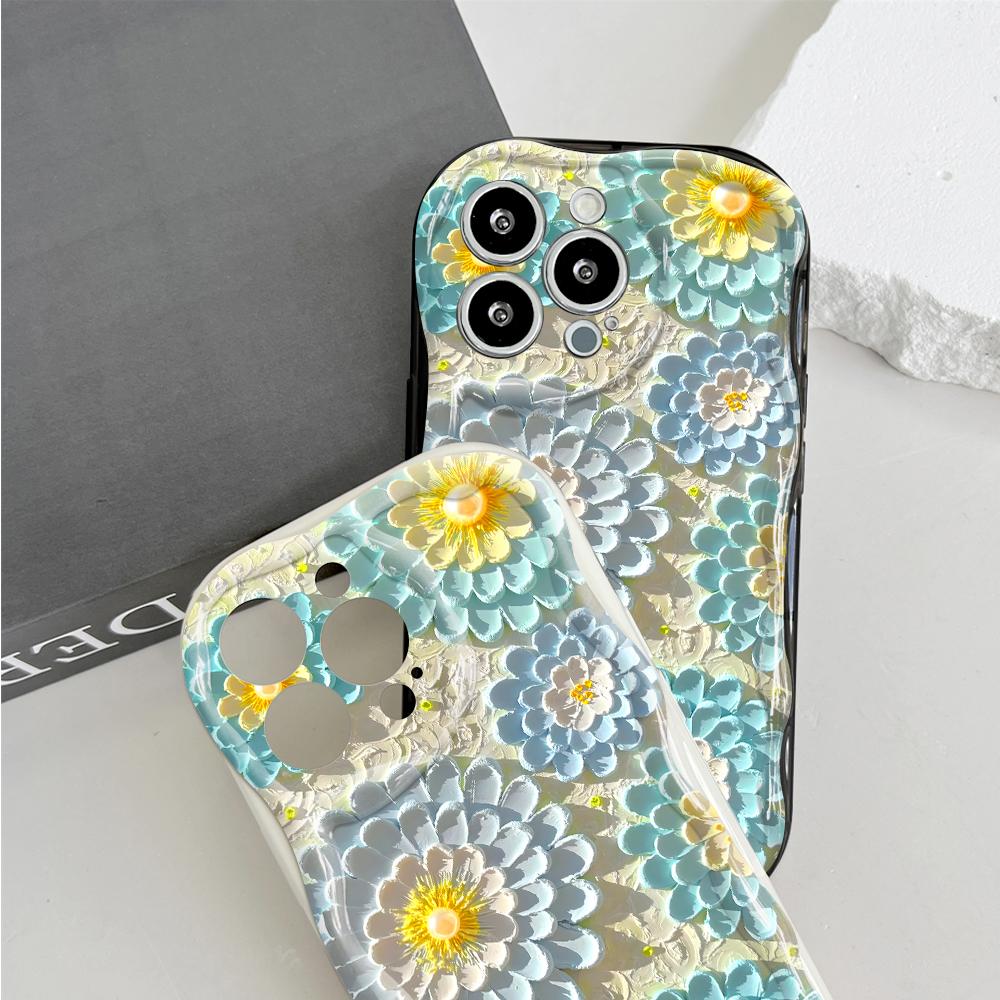 Roztomilý kreslený vzor s krémovou texturou Pouzdro s vlnitým okrajem, měkký silikonový kryt, pouzdro na telefon OPPO Reno Realme