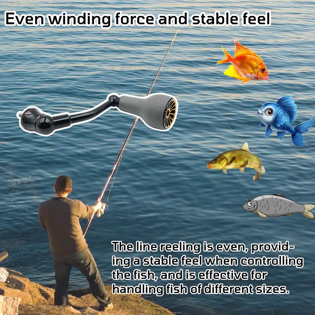 63mm Spinning Handle with TPE Gray Knob (27mm) Compatible with Shimano Stradic FL, FM, Stella, Vanford, Vanquish, and Naski