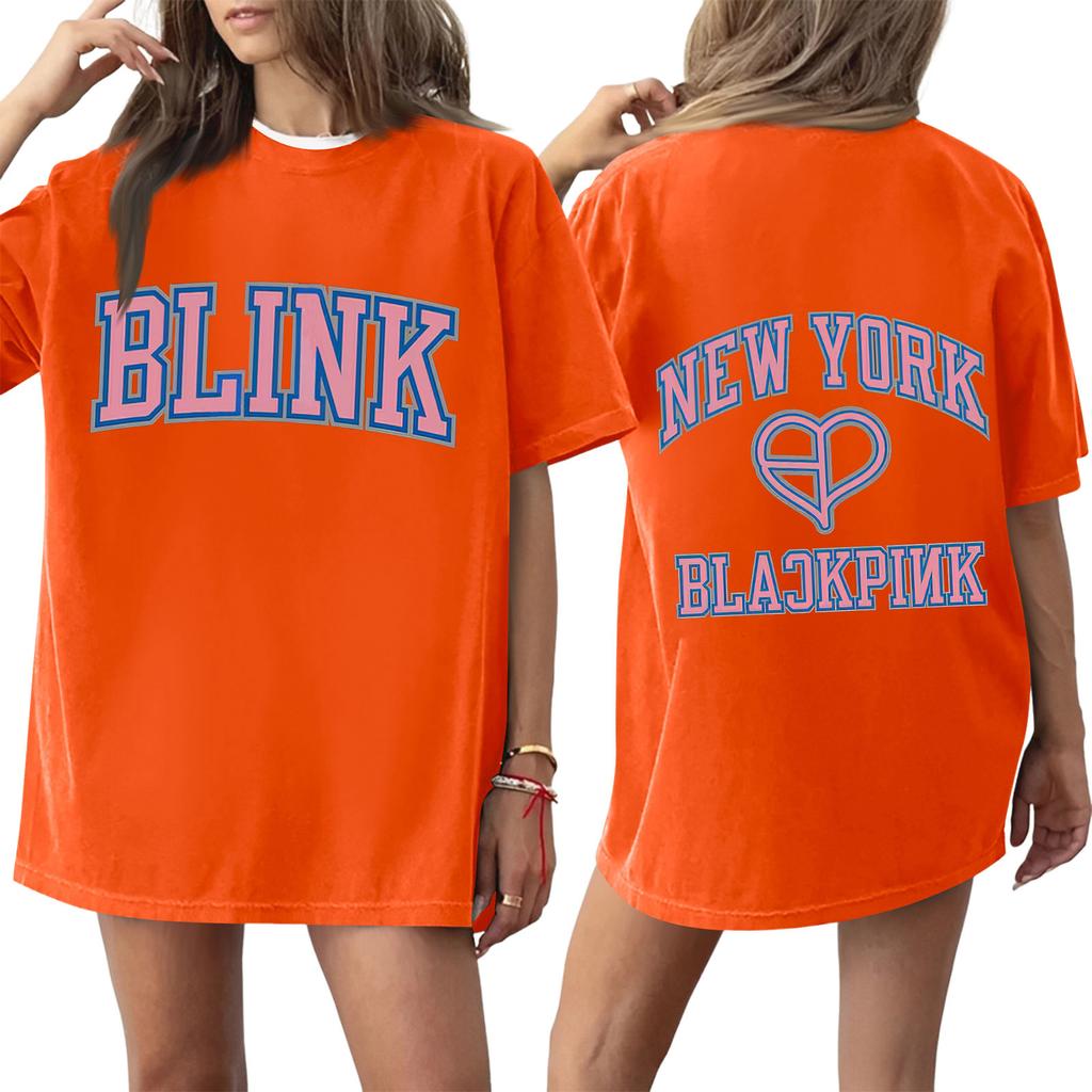 Damski T-shirt z krótkim rękawem i nadrukiem z okrągłym dekoltem