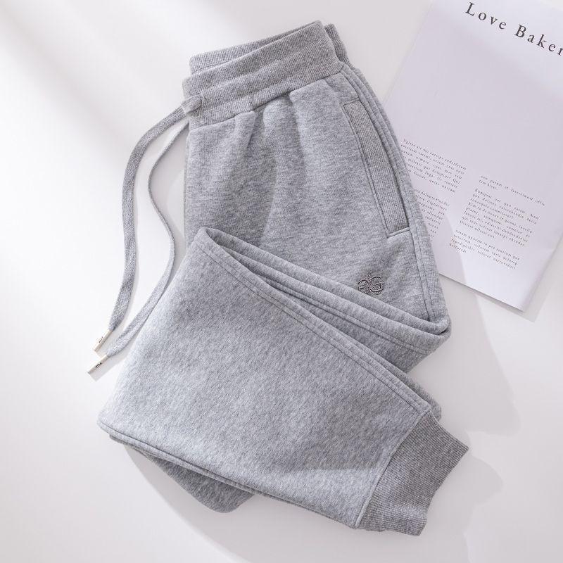 Sports Women's Velvet Sweatpants New Autumn and Winter Casual Thickened Loose Solid Color Versatile Trousers