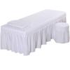 Solid Color Massage Table Skirt Pillowcase Stool Cover Beauty Facial Bed Bedding Linen Set
