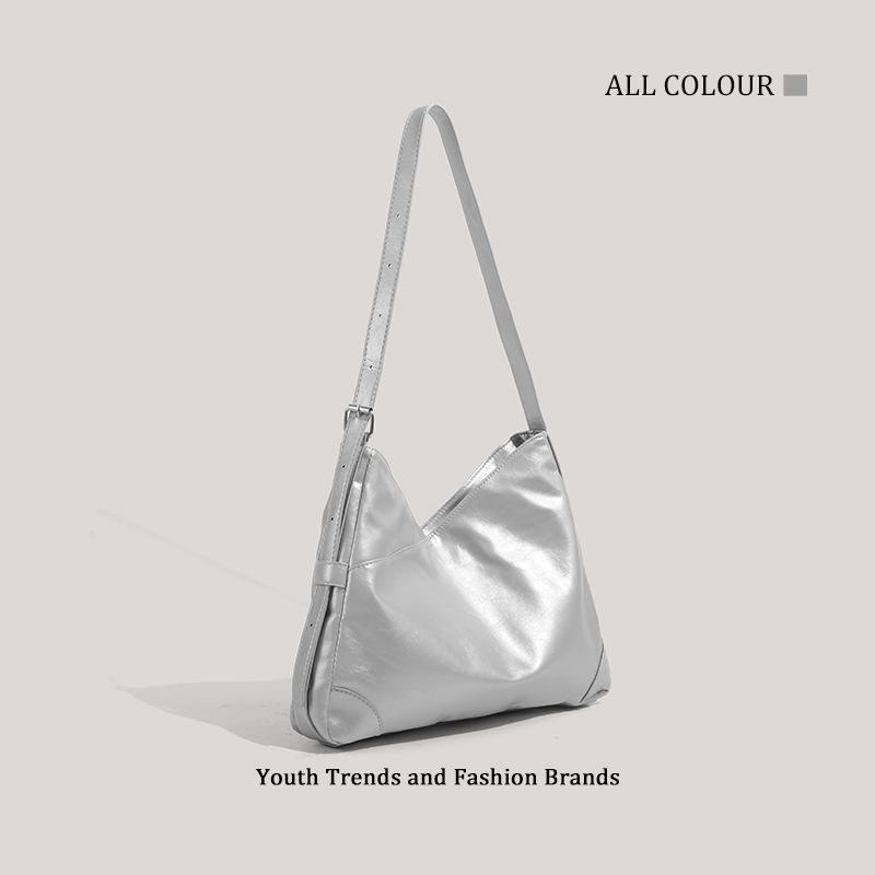 Silver large-capacity bag women's new fashion commuter versatile underarm bag casual shoulder messenger bag
