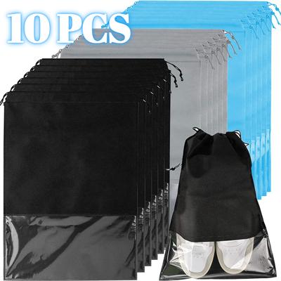 10/5PCS Borsa per scarpe in tessuto non tessuto di grandi dimensioni Borsa per scarpe da viaggio antipolvere impermeabile Borsa per scarpe portatile salvaspazio Organizer per scarpe trasparente