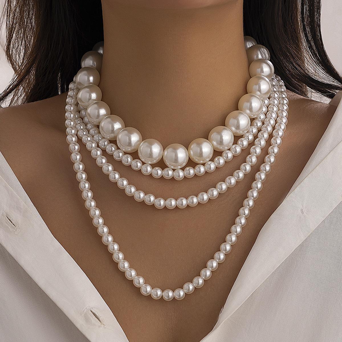 

Многослойное жемчужное ожерелье в европейско-американском стиле с подвеской из сплава