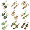 Green Cactus Rainbow Leaf Dangle Earrings for Women Girls Creative Fresh Enamel Metal Hoop Plant Earrings Female Jewelry Gift