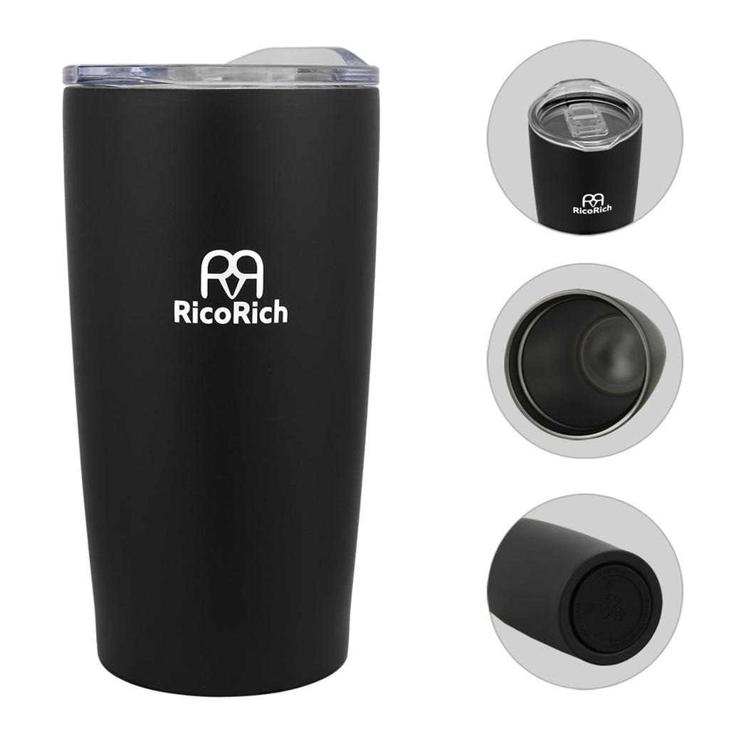 RicoRich Stainless Steel Tumbler with Vacuum Double Black Lid, Insulated, Wall, 540ml, (RRWB08-BK)