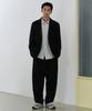 Wool Blend Traditional One-Pleat Tapered Slacks [Black]