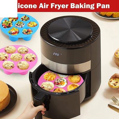 Silikon Muffin Tava Hava Fritöz Cupcake Kalıp Mutfak Evrensel Airfrye Aksesuarları Yumurta Isırık Kalıp Yeniden Kullanılabilir Yuvarlak Puding