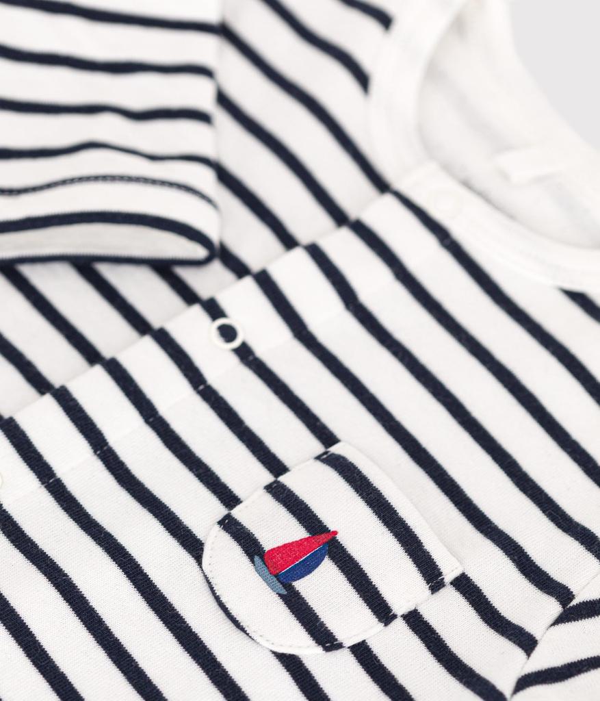 Cubic Jumpsuit A0BVP 3 months 60cm [Petit Bateau] Off-White/Navy