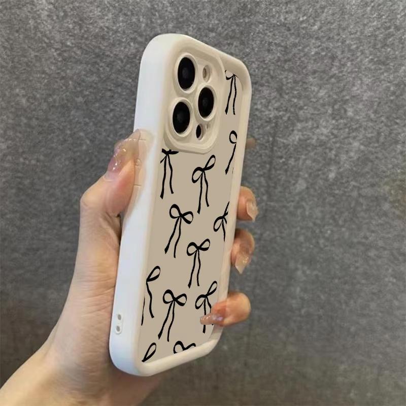 Cute Black Bow Pattern Phone Case For Xiaomi Redmi Note 14 Pro 4G 15 13 12 11 Pro Plus Redmi Note 13 pro 5G Soft Silicone Cover