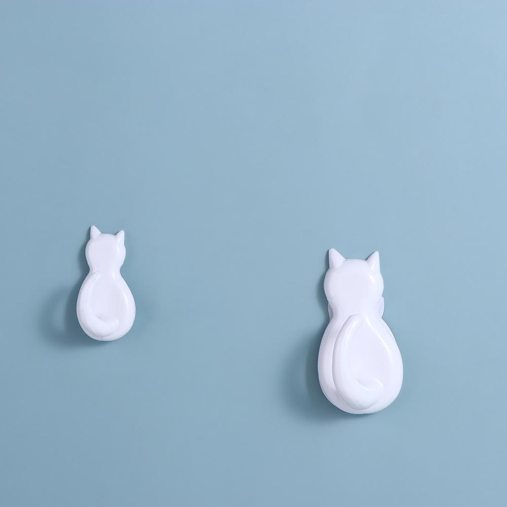2 Pcs Transparent Cat Hooks Plastic Cat Key Holder Wall Storage Hook Cat Shape Wall Hook  Bathroom