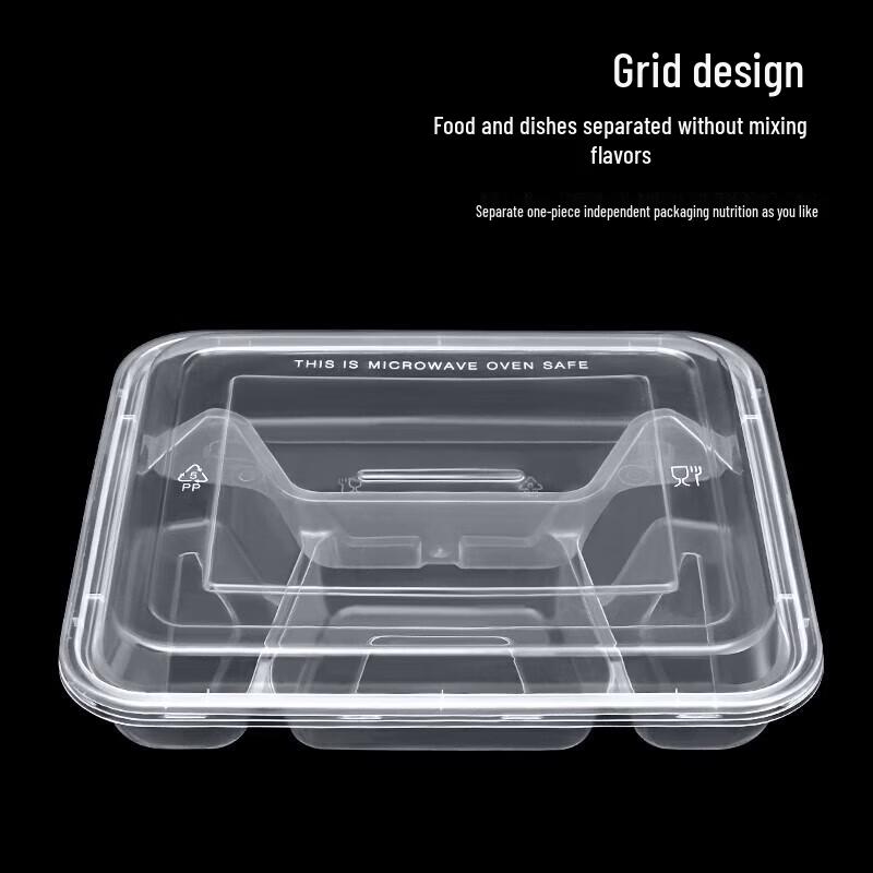 Disposable 4-Compartment Meal Prep Containers with Lids, 1000ml