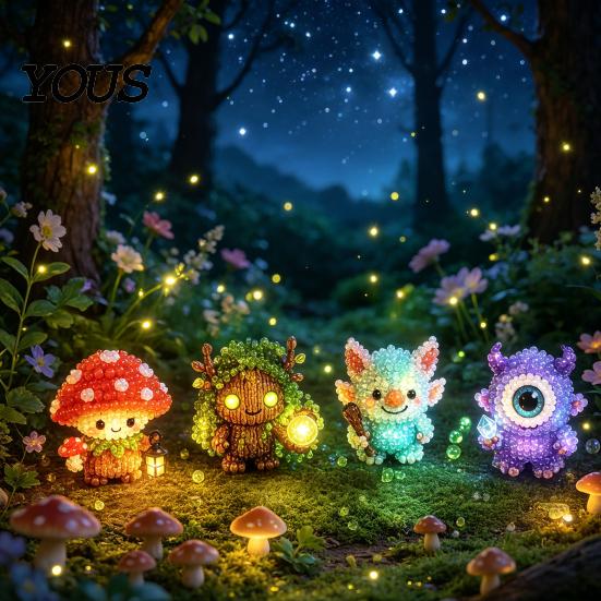 Beaded Figure Making Kit Glowing Fantasy Spirits DIY Bead Kit, 3D Mini Elf Beading Craft Set, Handmade Art Small Display Crafts Ornament with