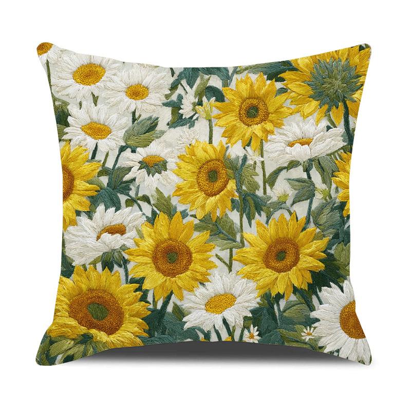 Sunflower Pillowcase Art Series Summer Sofa Pillowcase Bedroom Decoration Bedside Sunflower Pillow