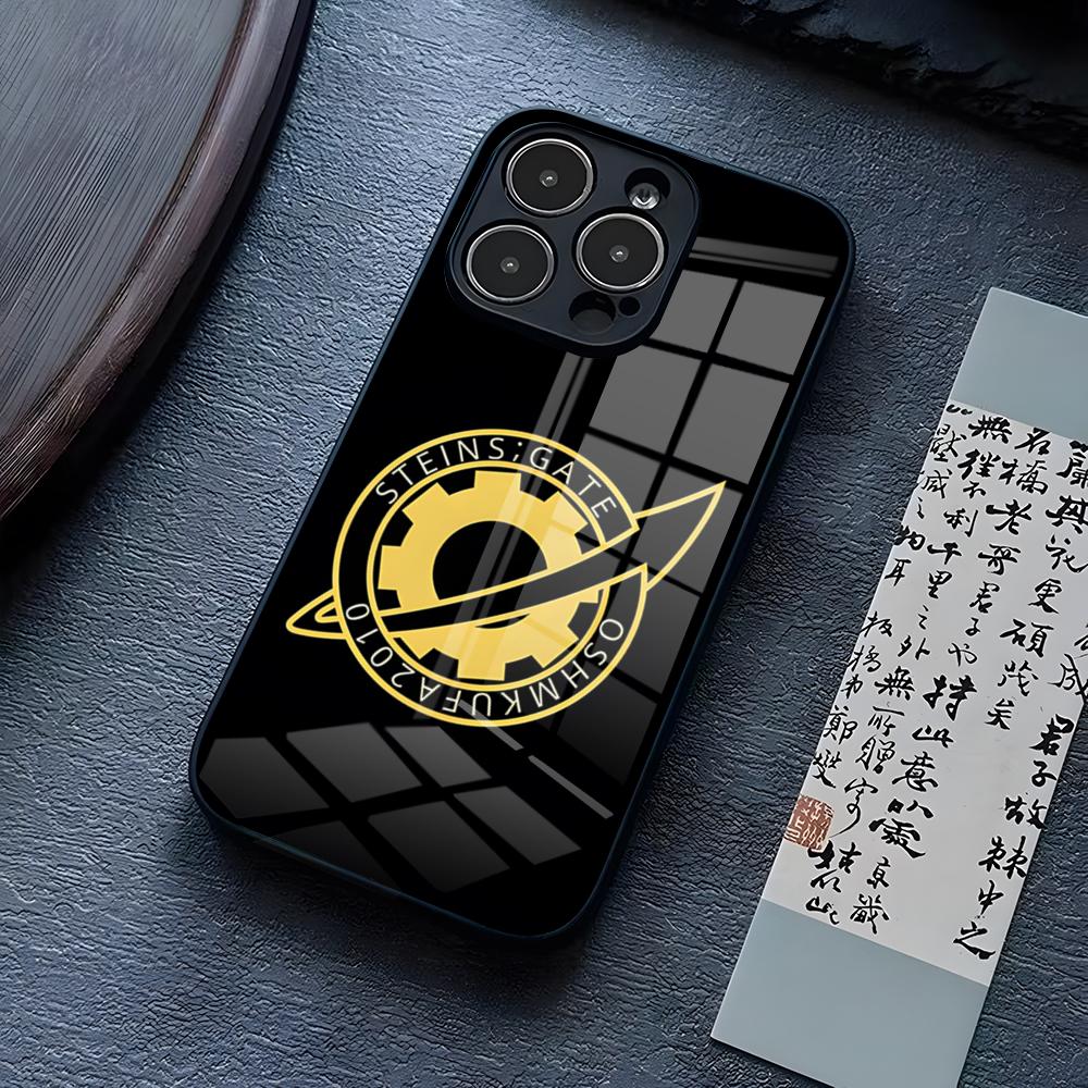 Steins Gate Phone Case For IPhone 13 Pro Max 14 16 Plus 12 Mini 11 15 X XR XS 8 7 Plus SE Tempered Glass Cover