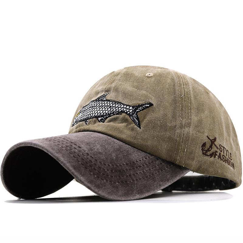 Outdoor Duck Tongue Fishing Cap Fishing Cap Men's and Women's Sunscreen Baseball Cap Sun Hat Men's Embroidered Washed Cotton Baseball Cap