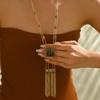 Böhmischer Block-Anhänger Schichtketten-Halskette für Damen Quasten-Lange Pulloverkette Mode-Statement Schlüsselbein-Schmuck