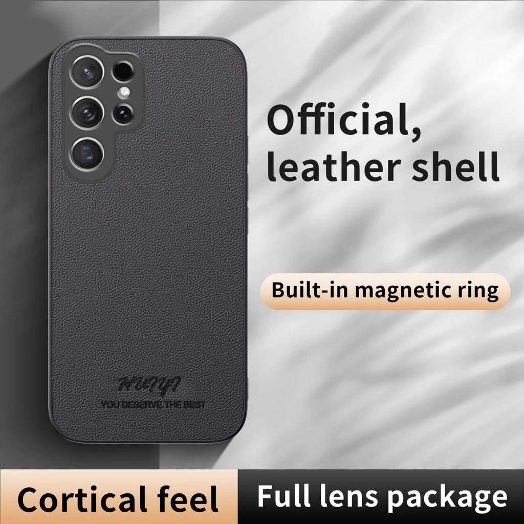 Leather Case for Samsung Galaxy S24+ Ultra Plus S23+ S22+ S21+ S20+ Ultra Plus FE Note 20 Ultra Car Magnetic Holder Phone Cover