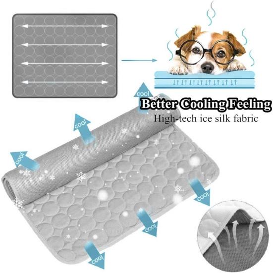 Pet House Ice Silk Cooling Fabric Anti-Slip Edging Soft Quilted Summer Pet Cooling Pad Joint Protection Cooling Pet Cushion