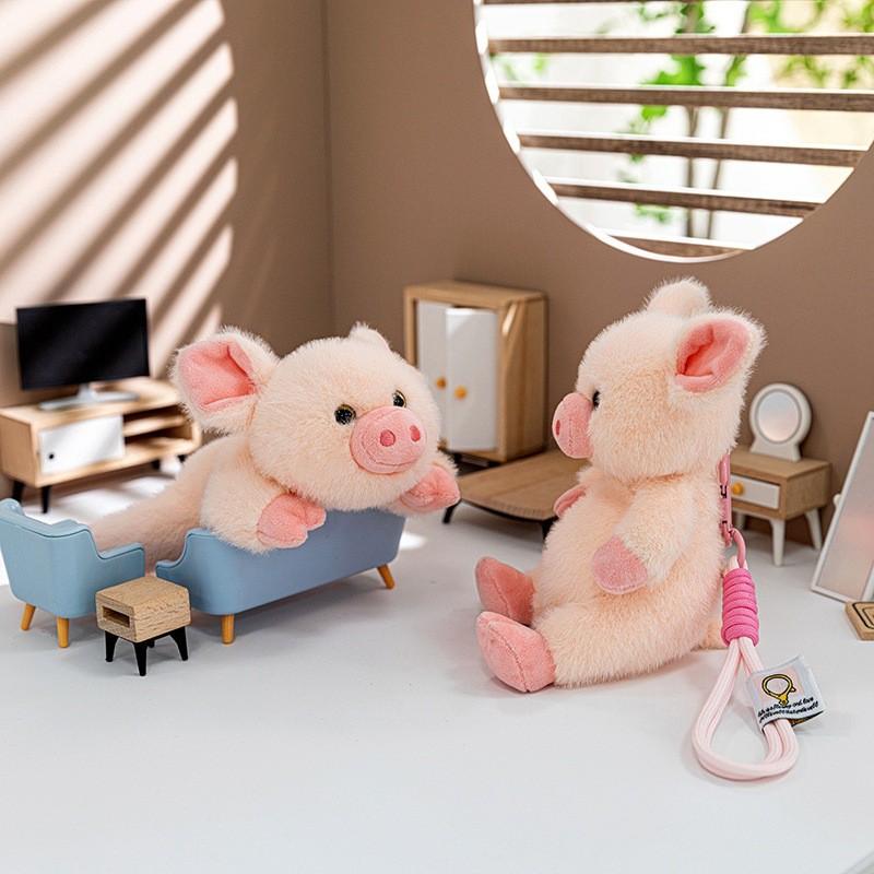 Cartoon Pig Plush Toy With Soft Short Pile For Kids Gift And Bag Decoration