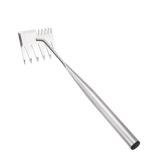 Stainless Steel Weed Remover Tool Six-Tooth Double Head Garden Weeding Tool Manual Weeder with Cutting Blade Serrated Edge for Precision Weeding