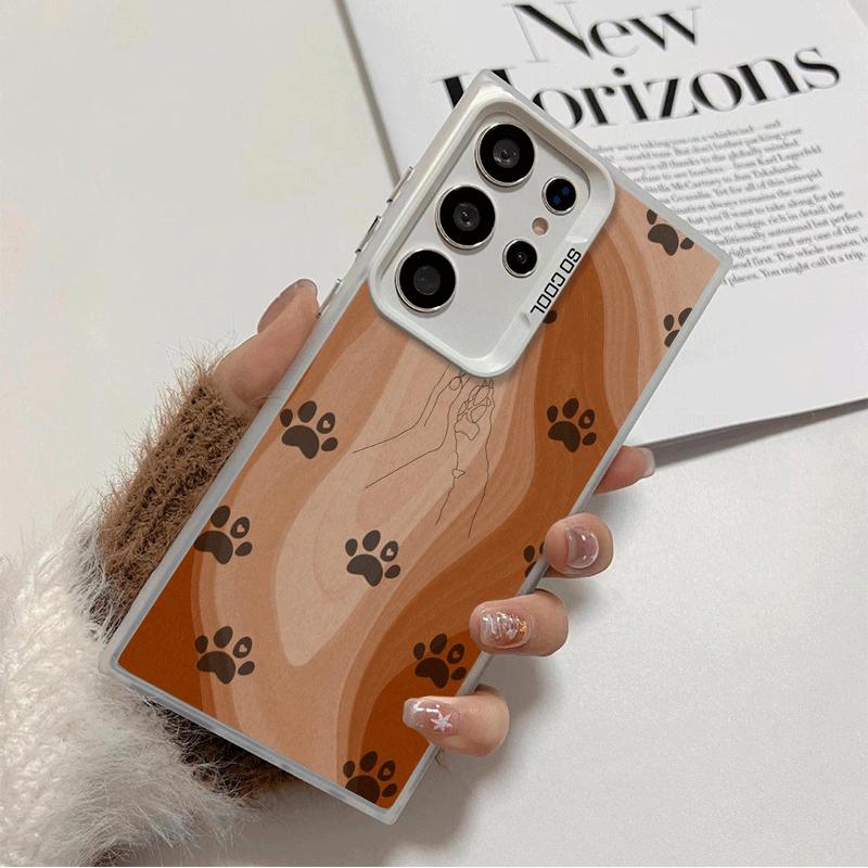 

Dog Footprint Paw Cute Pattern Soft Phone Case for Samsung Galaxy S24 S25 FE S26 Edge S23 Ultra S22 Plus S21 + Shockproof Cover Samsung S25 Plus