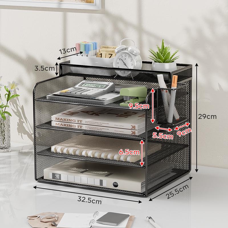 Metal Desktop File Organizer: Office Folder Storage & Bookend Rack