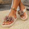 Fashion 2025 Fashion Flower Decor Flip Flops Women Summer Beach Non Slip Platform Slippers Woman Lightweight Flat Heels Clip Toe Sandals