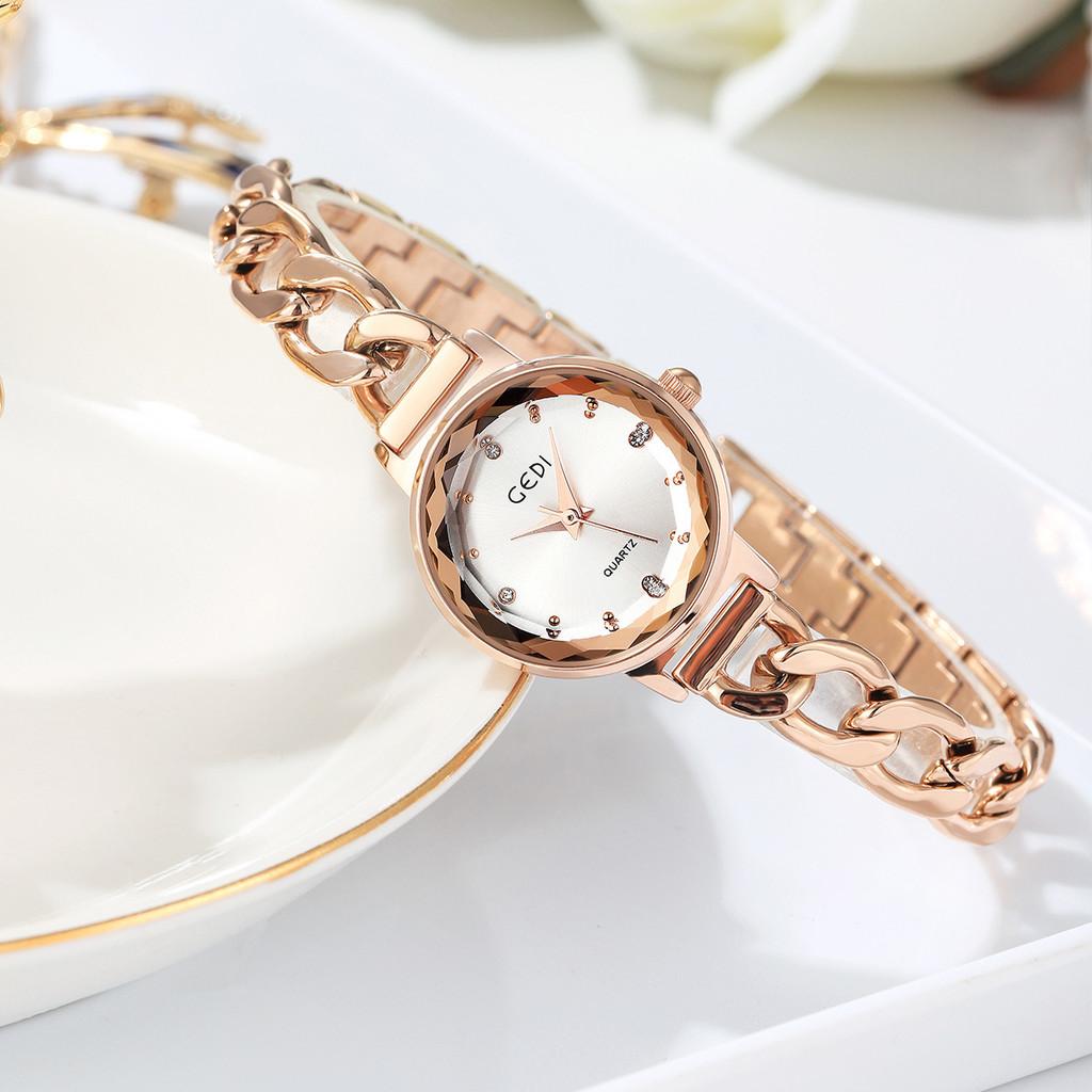 Gadi Elegant Womens Quartz Watch With Copper Chain Waterproof For Casual Daily Wear