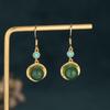 2021 New Chinese Style Gold Plated Chalcedony Agate Dangle Earrings for Women