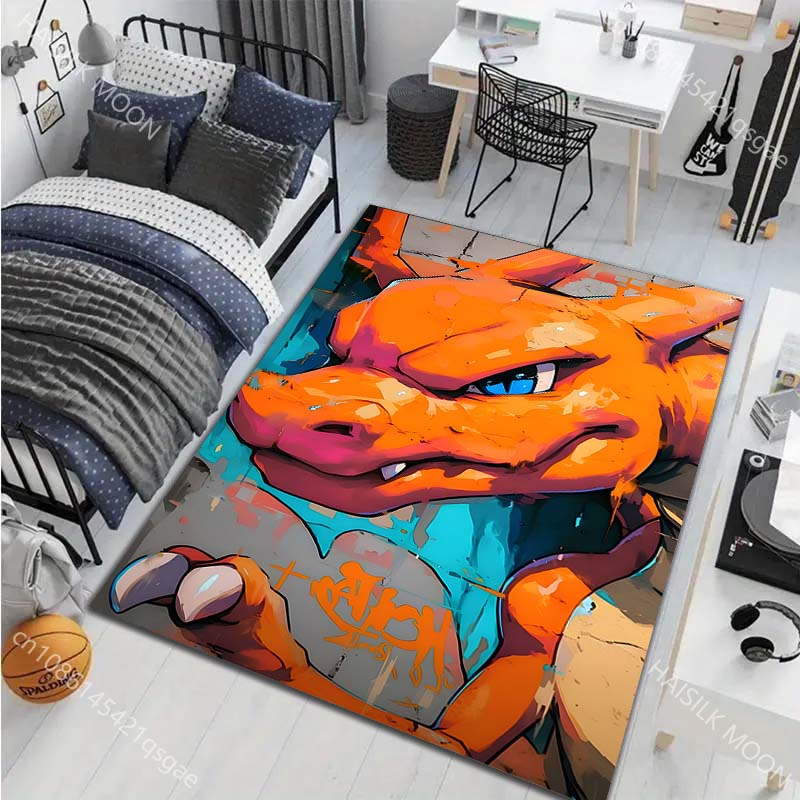 1PC Classic Japanese Charizard Pattern Cartoon Carpets Living Room Bedroom Bedside Floor Mat Area Rug Home Decor Gifts Potdemiel
